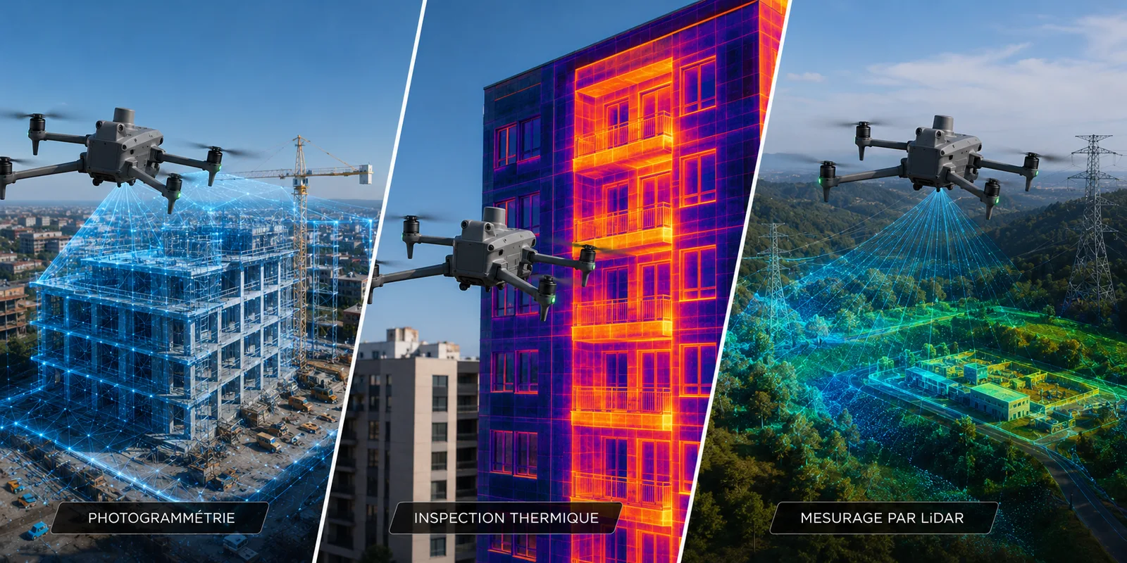 Inspections par drone : photogrammétrie, thermographie et mesurage LiDAR